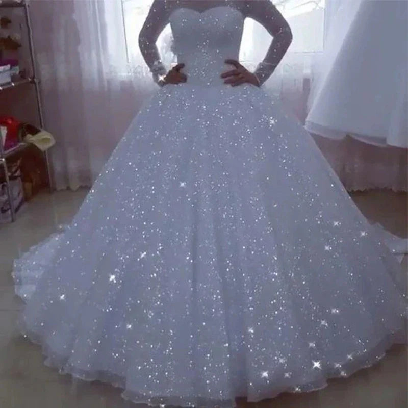 Vestido de novia de princesa brillante