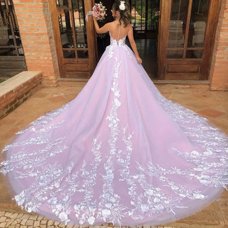 Robe de Mariée Rose et Blanche