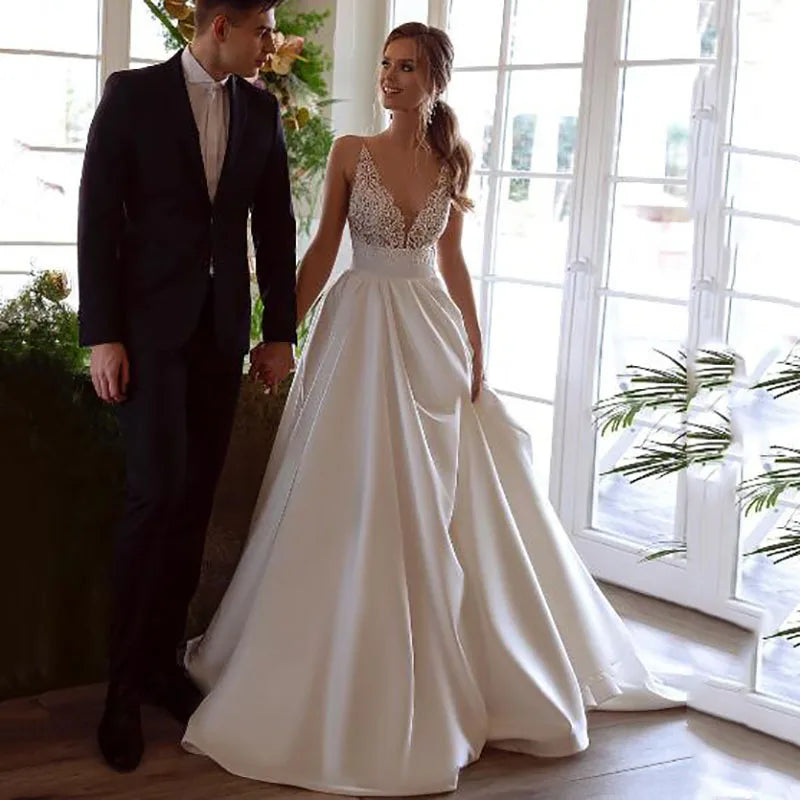 Robe de Mariée Dentelle Et Satin