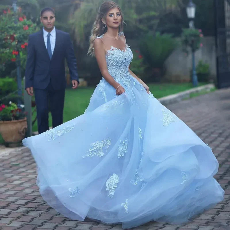 Blue Princess Wedding Dress