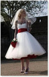 Robe de Mariée Rouge et Blanche Courte
