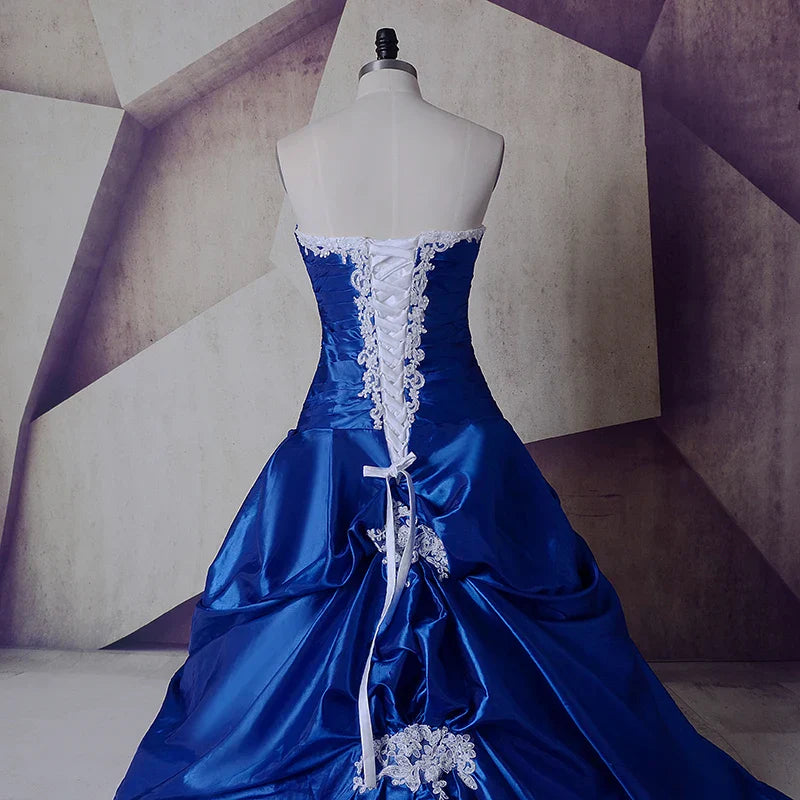 royal blue white wedding dresses and Princess Dress LD_FP_30 Size:Children's 8 Size 12Bust Long Sleevess Black V-neck