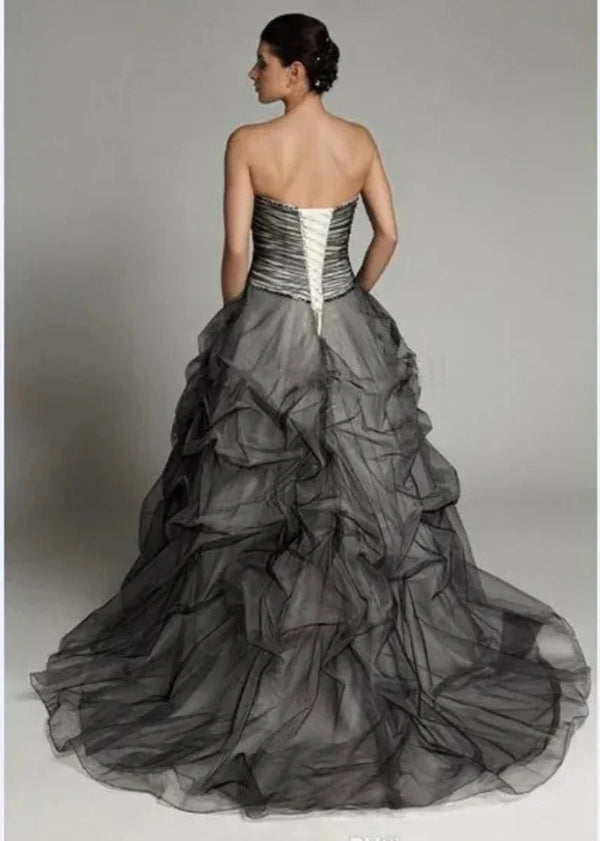 black and white plus size wedding dresses Black White Plus Size Wedding Gown,Sweetheart Neckline Bridal Dress,WD00693, US14W / Ivory