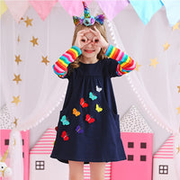 robe-princesse-fille-papillons-multicolores