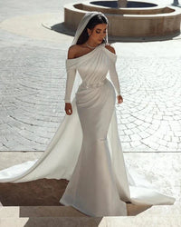 robe-de-mariee-satin-manche-longue