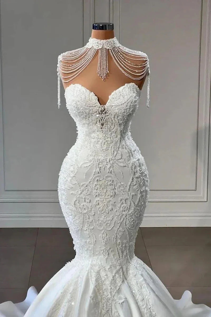 Lace Rhinestone Wedding Dress - Mon Beau Mariage Lace Rhinestone Wedding Dress - Mon Beau Mariage