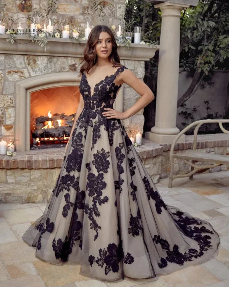 black grey wedding dress Gothic Black Ball Gown Wedding Dress by WonderlandByLilian Size 8 / Black / Dress
