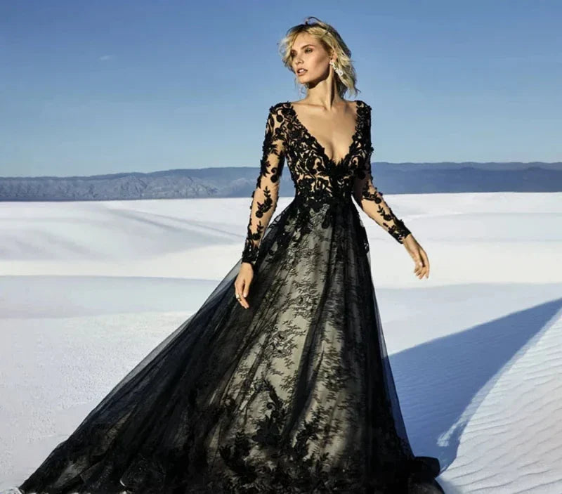 robe-mariee-noire-dentelle