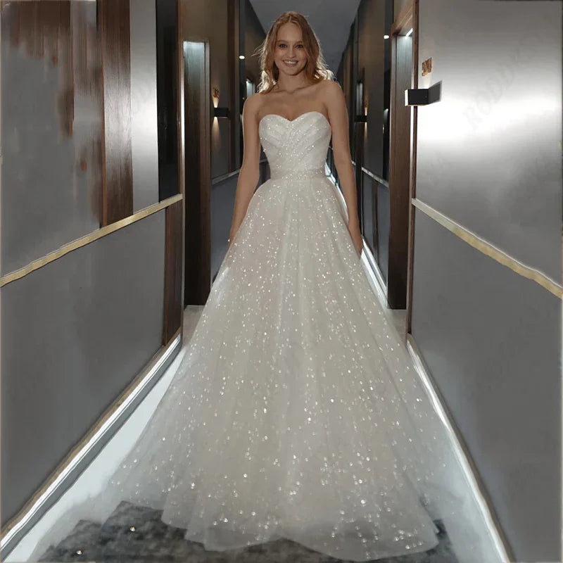 Prinsessa Siden Bröllopsklänning