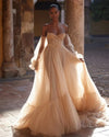 Abito da sposa gonfio senza spalline