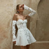 Rochie de mireasă scurtă fără bretele