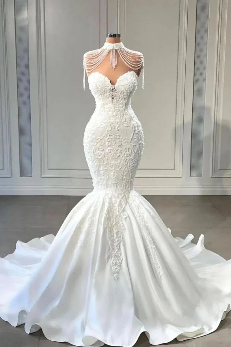 Lace Rhinestone Wedding Dress - Mon Beau Mariage Lace Rhinestone Wedding Dress - Mon Beau Mariage