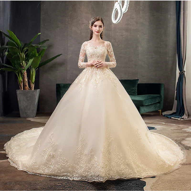 Champagne Lace Wedding Dress