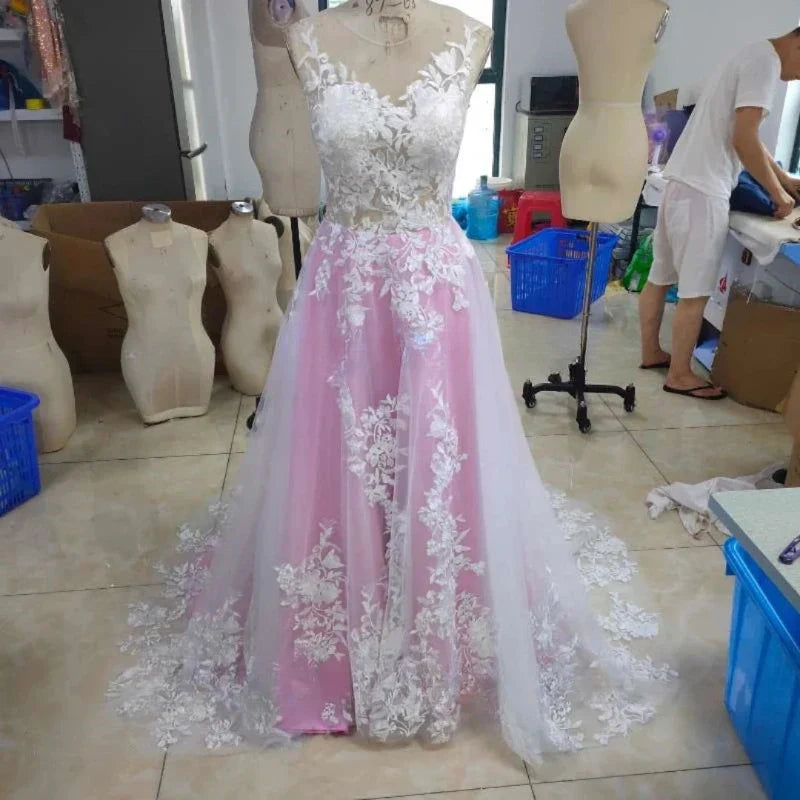 Robe de Mariée Dentelle Rose Pale