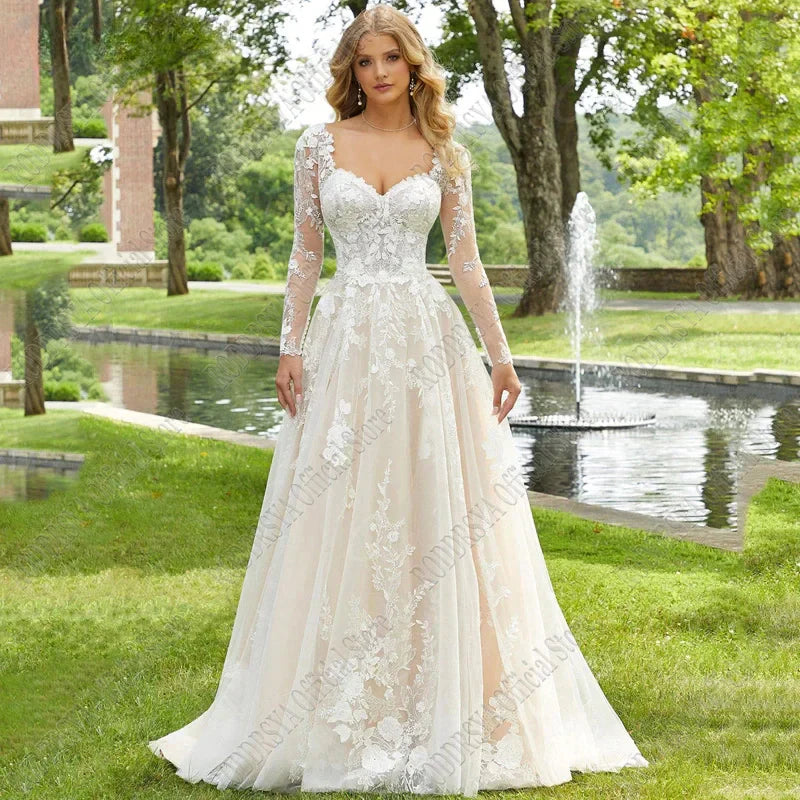 empire style wedding dress Simple Empire Waist Wedding Dress: Long Sleeve Bridal Gown