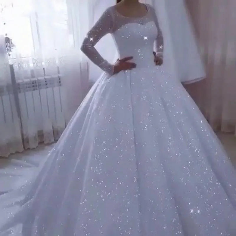 Rochie de mireasă strălucitoare de prințesă