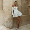 Rochie de mireasă scurtă fără bretele