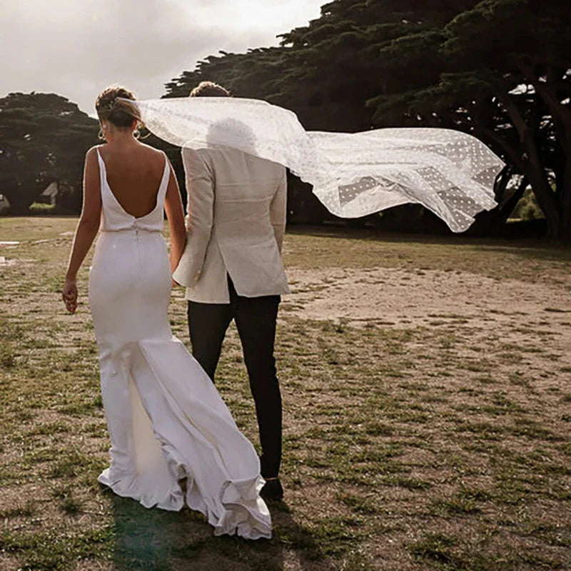 Robe de Mariée Simple Col Bateau