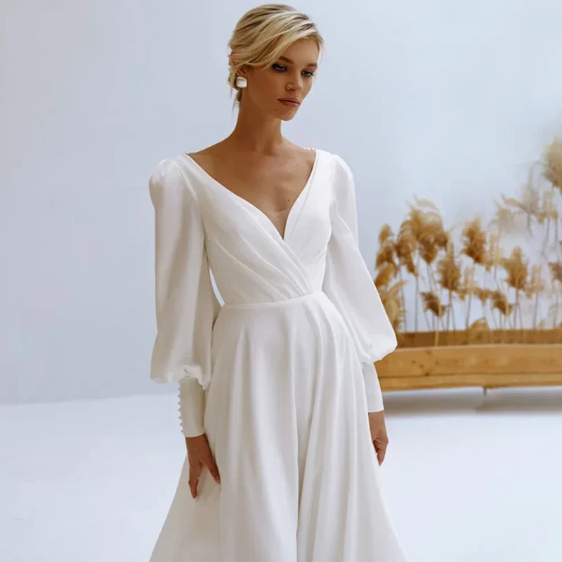 Robe de Mariée Manche Longue Simple