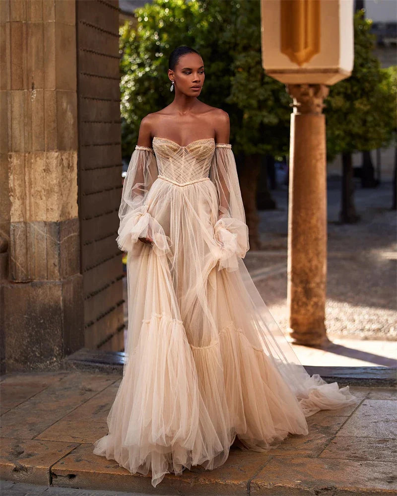 Puffy Strapless Wedding Dress