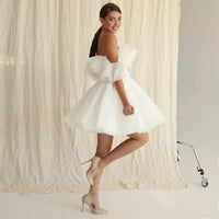 Robe de Mariée Courte Col Bateau