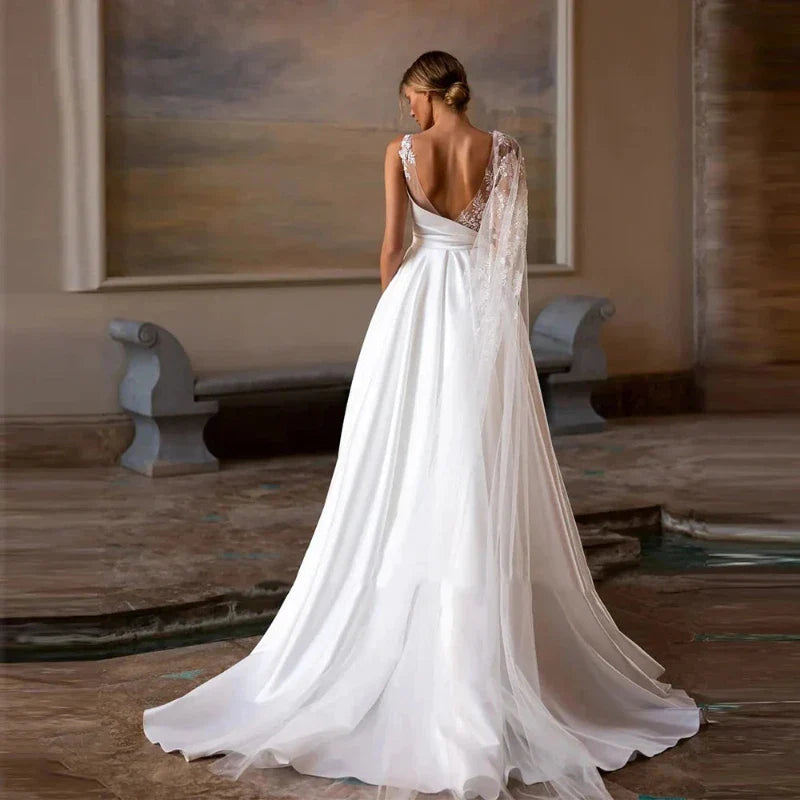 Robe de Mariée En Satin Brillant