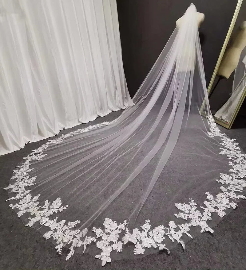 Voile de mariée long en dentelle