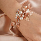 bracelet-mariee-feuilles-or-rose