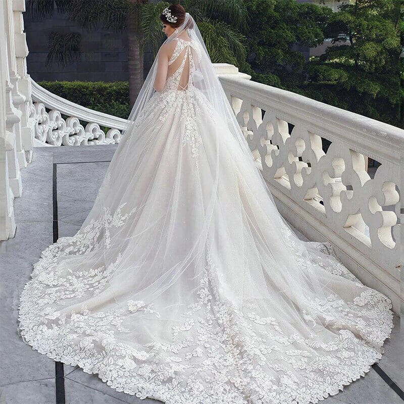 Robe de Mariée Princesse Dentelle Longue Traine