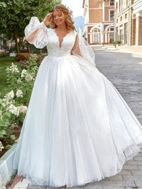 robe-de-mariee-a-manches-bouffantes-grande-taille