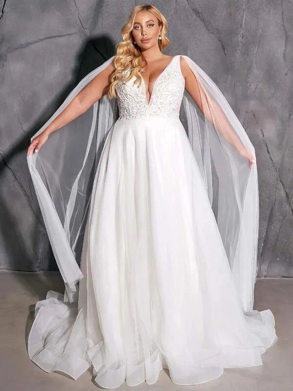 robe-de-mariee-avec-cape-grande-taille