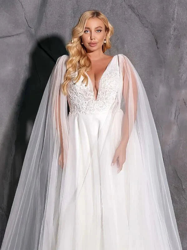 robe-de-mariee-avec-cape-grande-taille