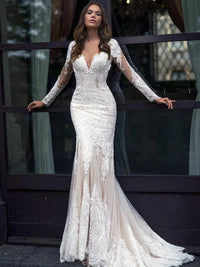 robe-de-mariee-elegante-sirene-manches-longues