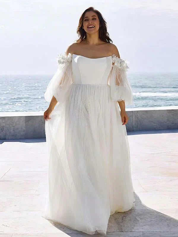 Robe de Mariée Fluide Femme Ronde
