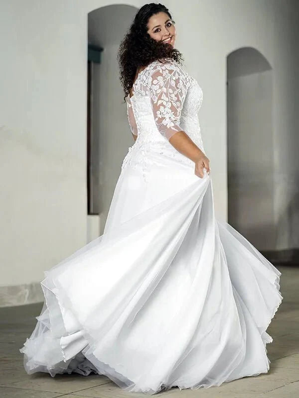 robe-de-mariee-grande-taille-manches-3-4