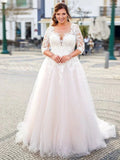 robe-de-mariee-pour-femme-ronde-avec-manche