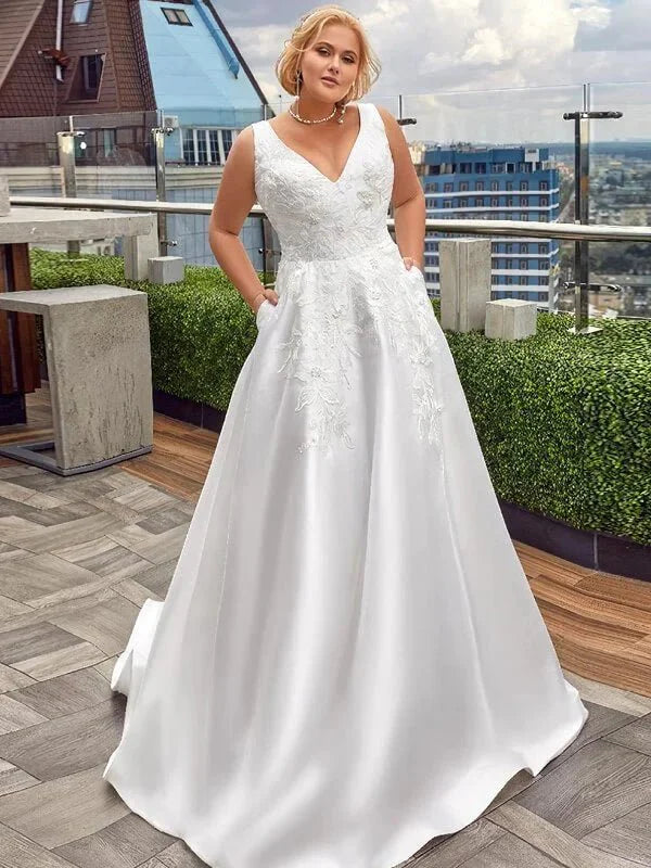 robe-de-mariee-satin-grande-taille