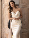 Vestido de novia de satén estilo sirena