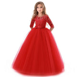 robe-rouge-princesse-manche-longue