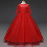 robe-rouge-princesse-manche-longue