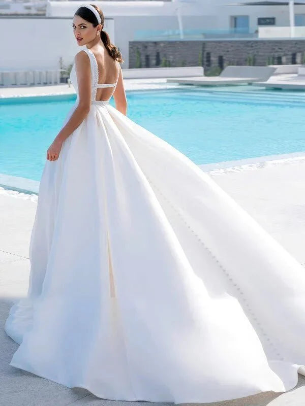 Satin Robe de Mariée Bohème Chic